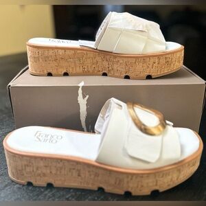 Franco Sarto Women's Hoda Platform Slide Sandal White Size 9.5M New